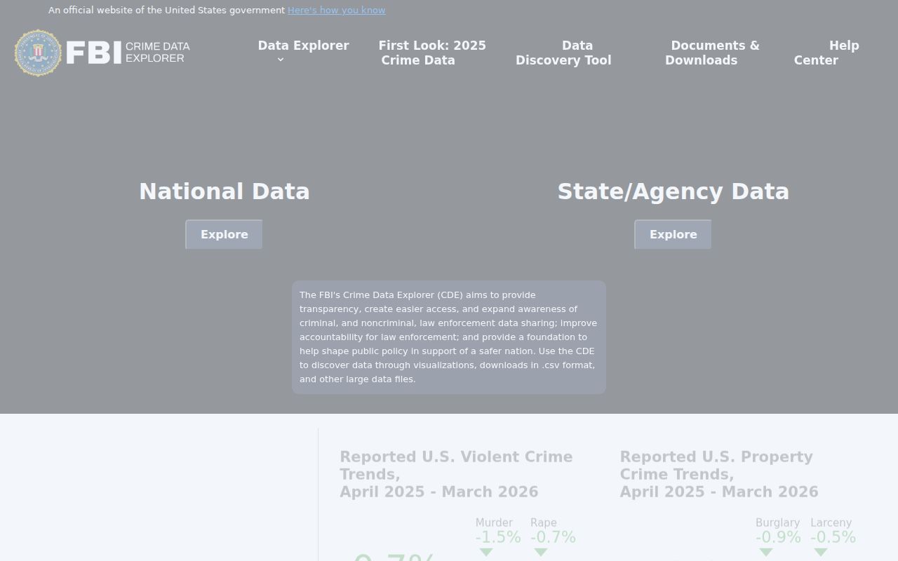 Claremont criminal records research through the FBI Crime Data Explorer