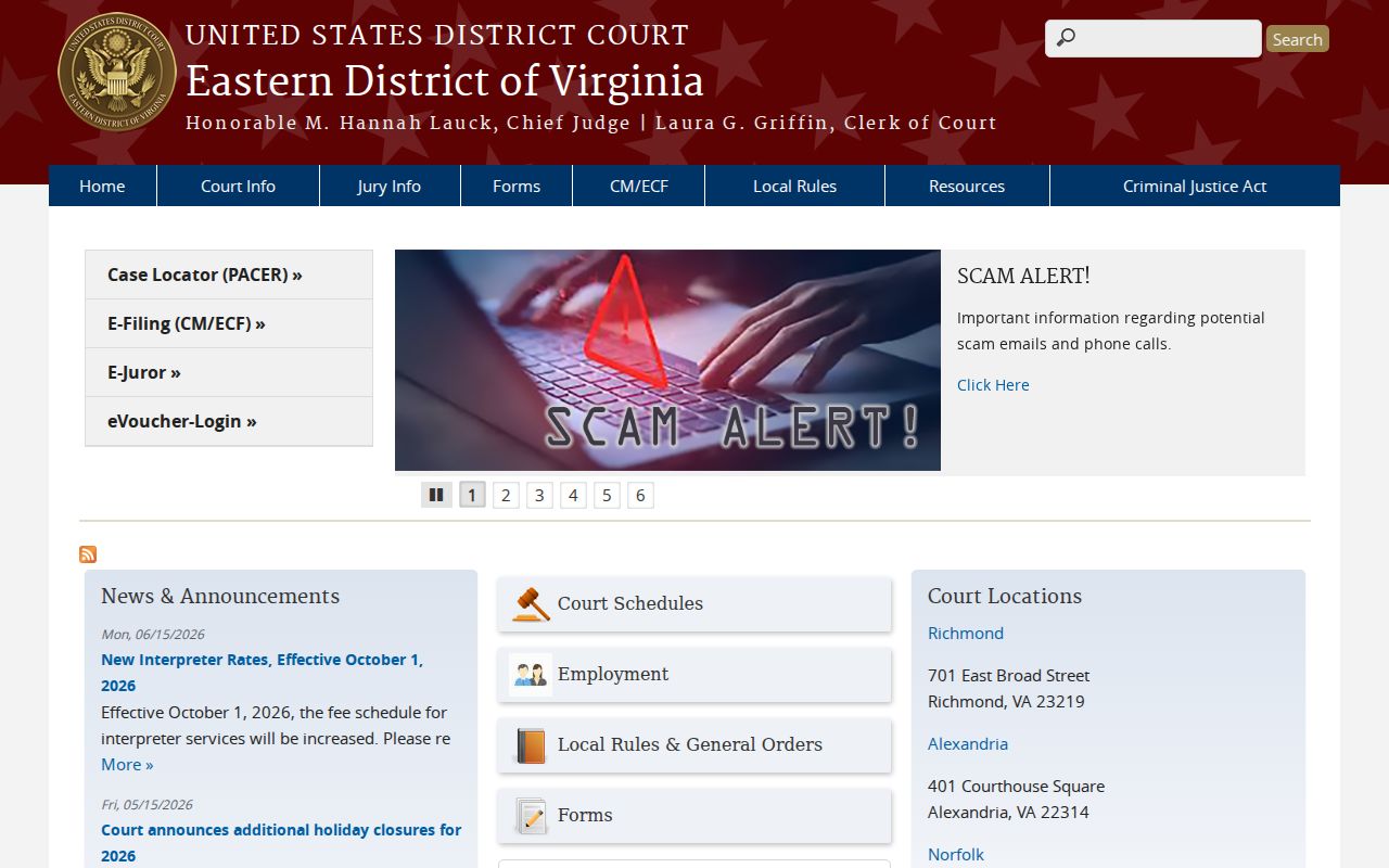 Federal court source for Surry County criminal cases