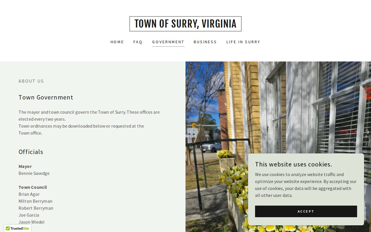Surry criminal records context on the Town of Surry government page